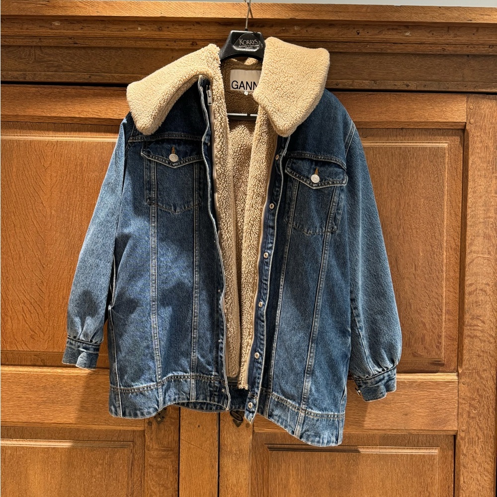 GANNI denim and shearling jacket
